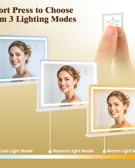 CHARMAID Vanity Mirror with Lights - 32'' x 22'' Large Lighted Vanity Makeup Mirror with 10X Magnify Mirror