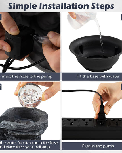 Giantex Offset Stream Tabletop Water Fountain with Rotating Crystal Ball