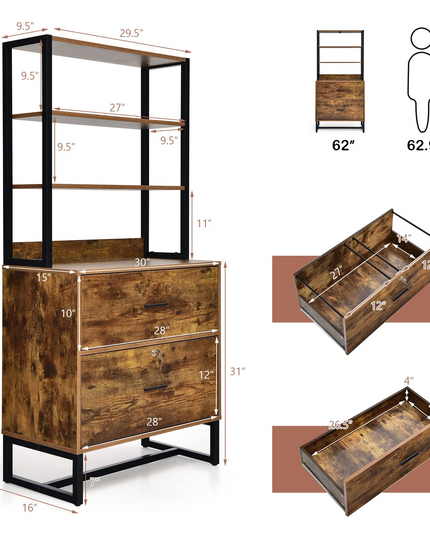 Giantex Lateral File Cabinet with 2 Drawers with Lock