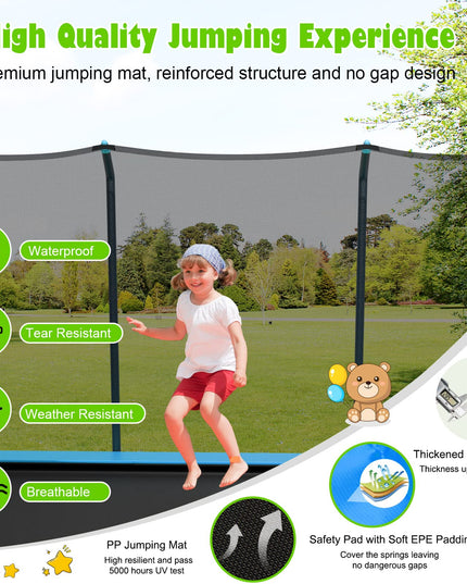 Giantex Trampoline, 8 FT x 14 FT ASTM Certified Rectangular Trampoline with Enclosure, Ladder, Double-Side Galvanized Steel Frame