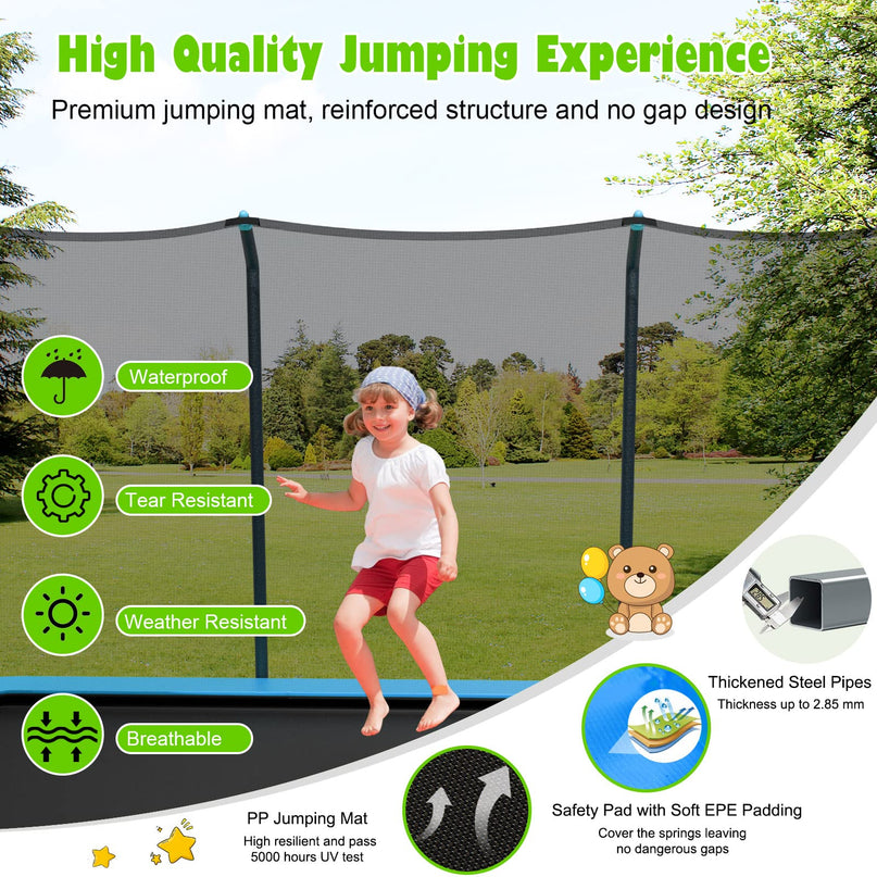 Giantex Trampoline, 8 FT x 14 FT ASTM Certified Rectangular Trampoline with Enclosure, Ladder, Double-Side Galvanized Steel Frame