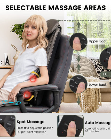 Giantex Back Massager Chair Pad - Massage Seat Cushion with Heat & Vibration