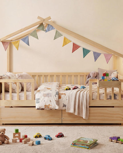 Lit de maison complet Giantex avec tiroirs pour enfants garçons filles