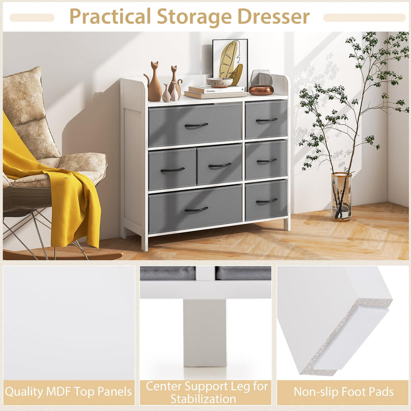 Giantex Storage Cabinet with 7 Drawers & Open Shelf, Chest of Drawers, Console Table