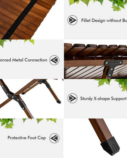 Giantex Folding Picnic Table, Wooden Roll-up Bamboo Tabletop, Portable Camping Table