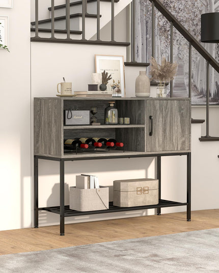 Giantex Buffet Cabinet with Power Outlets & USB Ports, Wood Coffee Bar Cabinet