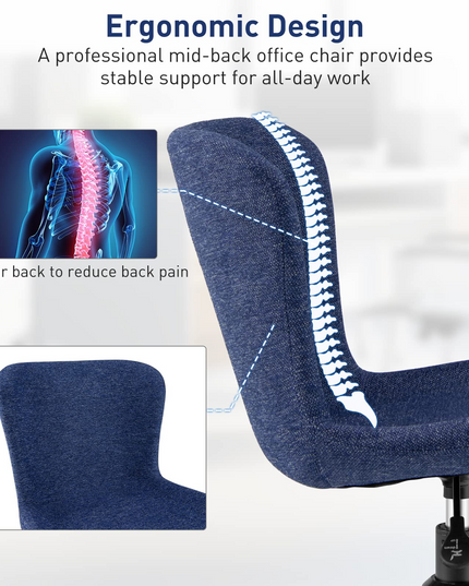 Giantex Home Office Chair with Wheels, Mid-Back Swivel Computer Chair Rolling Adjustable Linen Leisure Chair