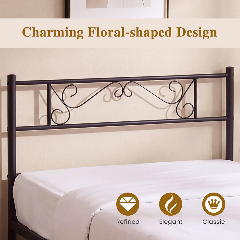 GIANTEX Twin Size Metal Bed Frame with Headboard & Footboard