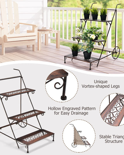 Giantex 3-Tier Metal Flower Cart