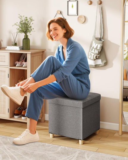 Giantex Small Storage Ottoman Cube with Tray Lid