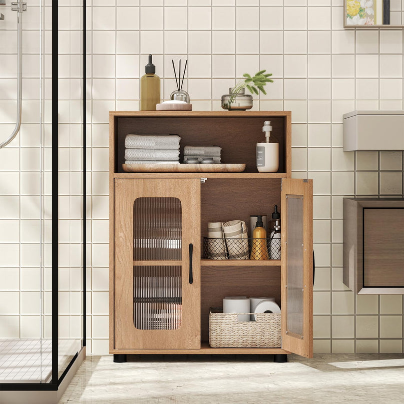 Giantex Bathroom Storage Cabinet with 2 Doors & 3-Level Adjustable Shelf