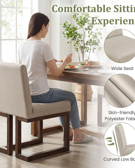 Giantex Farmhouse Fabric Upholstered Kitchen Chairs with 5.5" Thickened Padded Seat