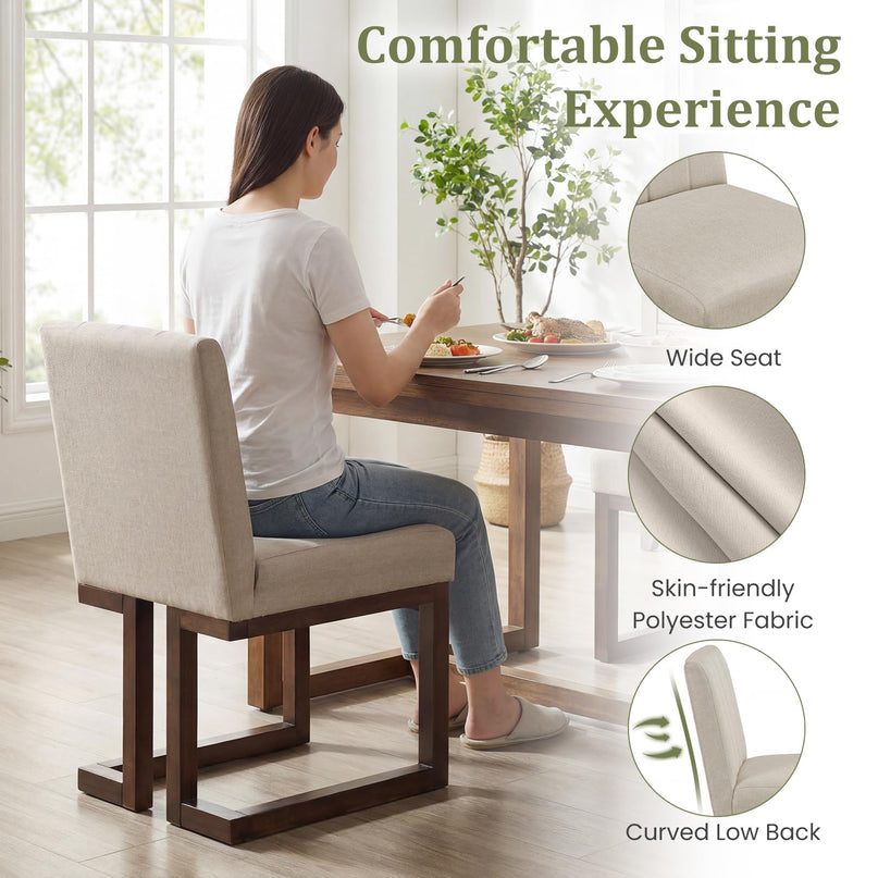 Giantex Farmhouse Fabric Upholstered Kitchen Chairs with 5.5" Thickened Padded Seat
