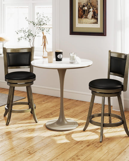 Tabouret de bar à hauteur de comptoir Giantex avec dossier pivotant en bois et revêtement en tissu