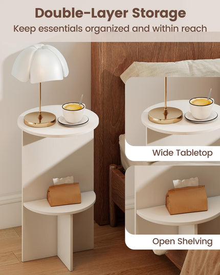Giantex Round End Tables with Storage Shelf | Modern Night Stands for Small Space