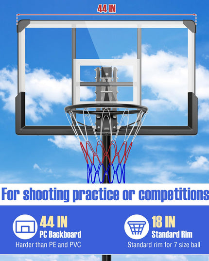 Giantex Portable Basketball Hoop Outdoor - 4.9-10 FT Height Adjustable Basketball Goal System