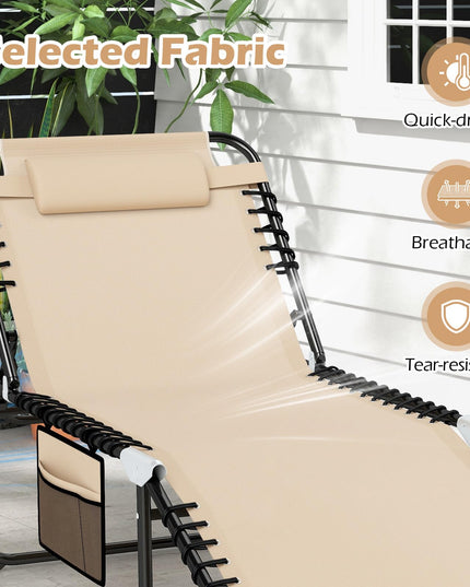 Giantex Folding Tanning Chair with 4 Adjustable Positions & Footrest Load 440 Lbs