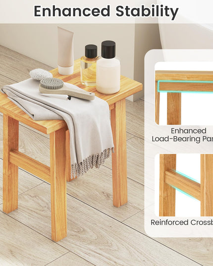 Giantex Solid Teak Shower Bench Stool for Bathroom