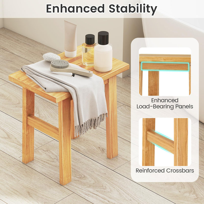 Giantex Solid Teak Shower Bench Stool for Bathroom