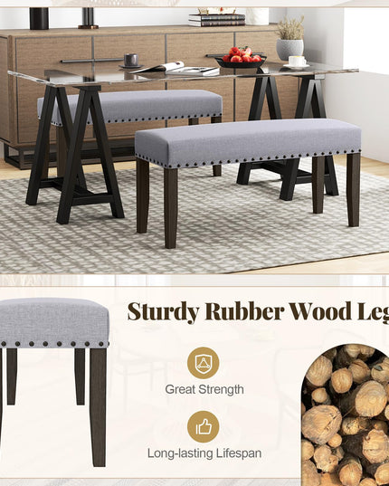 Giantex 42.5” Upholstered Entryway Bench, Set of 1/2 Dining Bench with Nailhead Trim