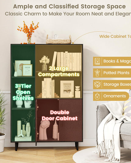 Meuble de rangement Giantex 47" | Bibliothèque avec 2 portes pour entrée, salon, bureau