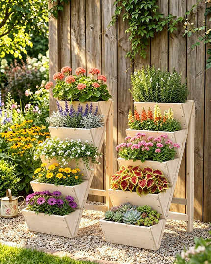 Giantex 5-Tier Wooden Freestanding Vertical Raised Garden Bed (1/2)
