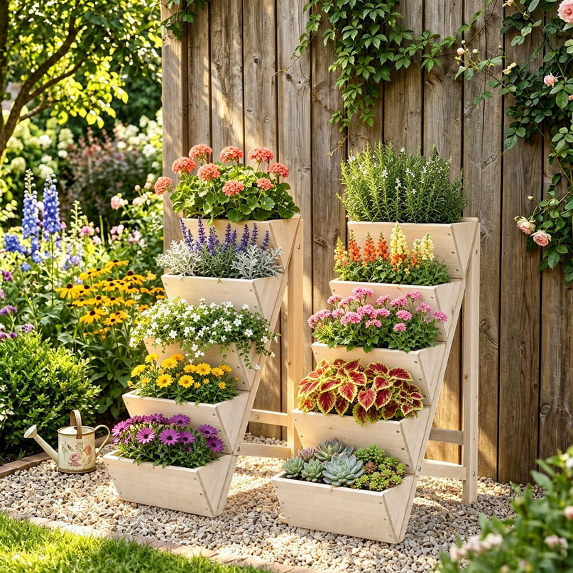 Giantex 5-Tier Wooden Freestanding Vertical Raised Garden Bed (1/2)