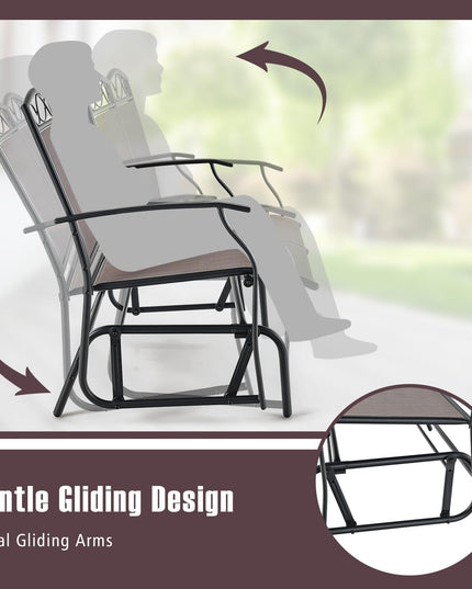 Giantex 4 or 2 PCS Outdoor Glider Chairs Set - Patio Furniture Set with Tempered Glass Table (4 PCS, Brown)