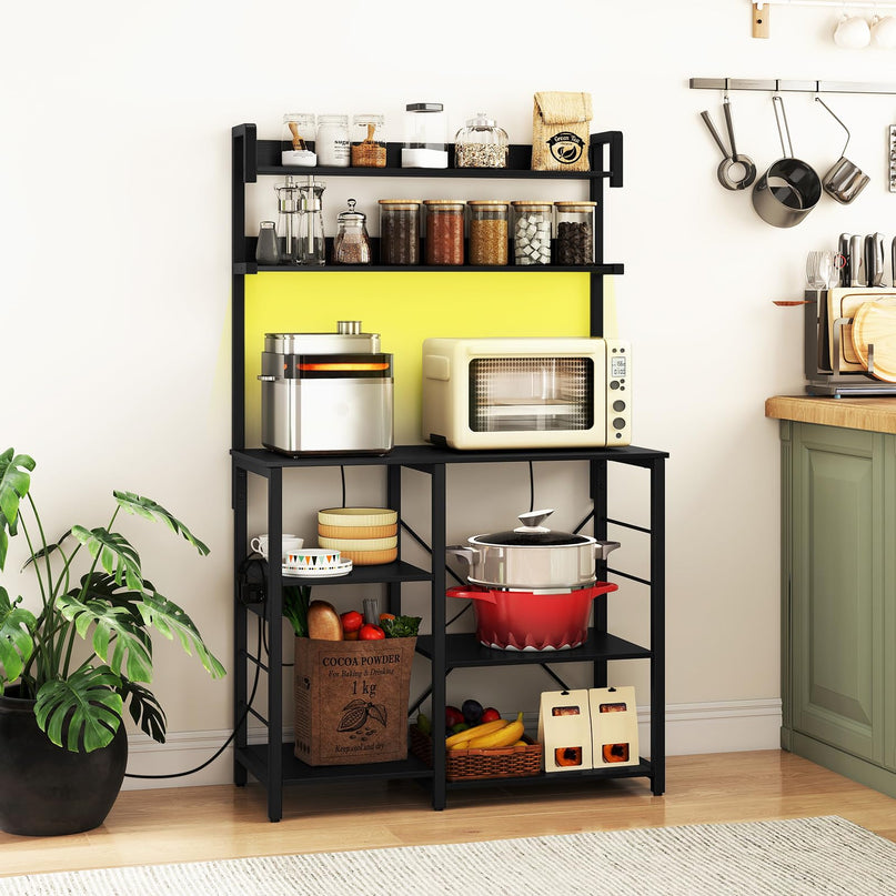 Giantex Bakers Rack with Power Outlet and LED Lights