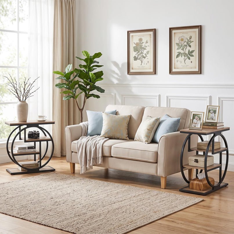 GIANTEX 4-Tier Narrow End Table with Storage & Geometric Metal Frame (1/2)