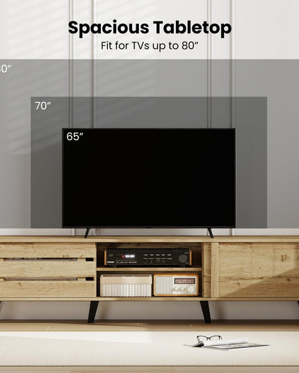 Giantex Mid Century Modern TV Stand for 65-80 Inch TV