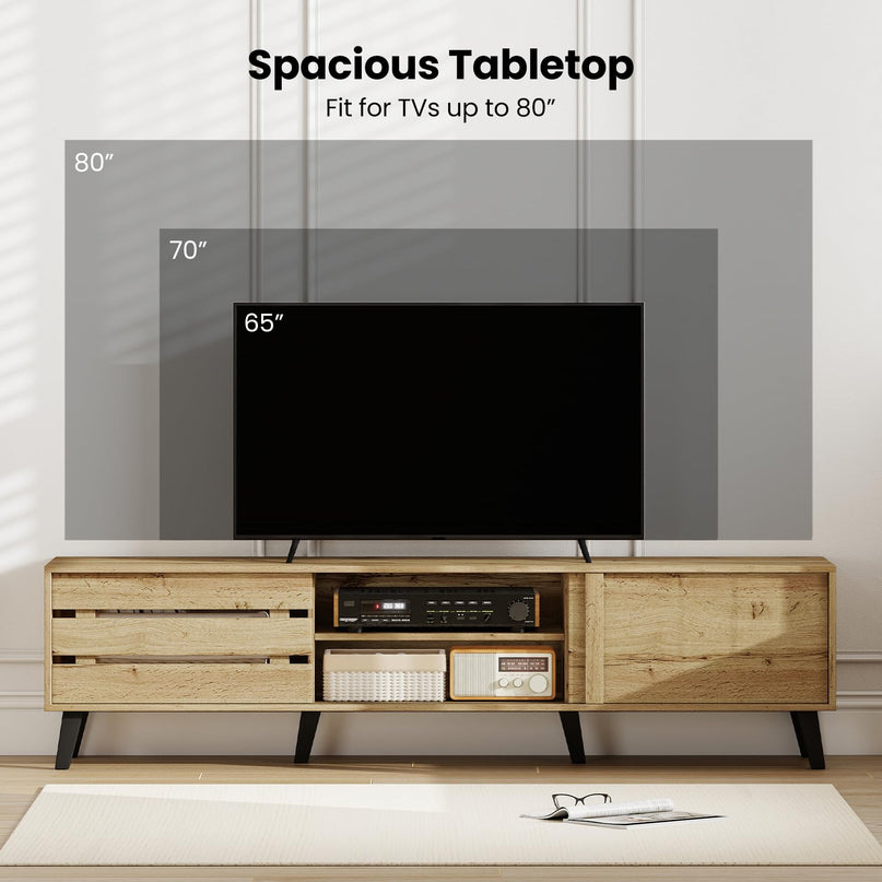 Giantex Mid Century Modern TV Stand for 65-80 Inch TV