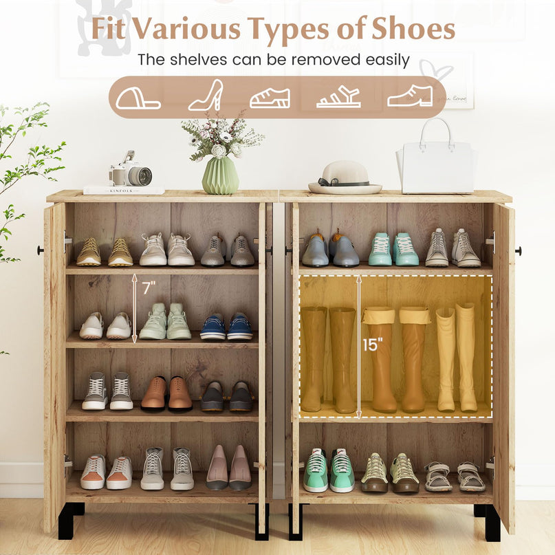 Giantex 4 Tier Narrow Shoe Rack Cabinet with Removable Shelves
