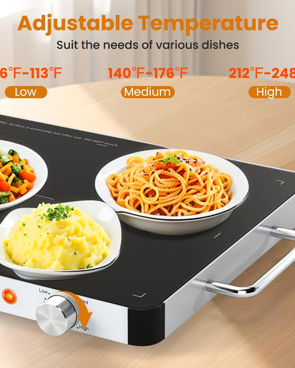Giantex Electric Warming Tray 40 x 30 cm - Tempered Glass Buffet Server & Food Warmer