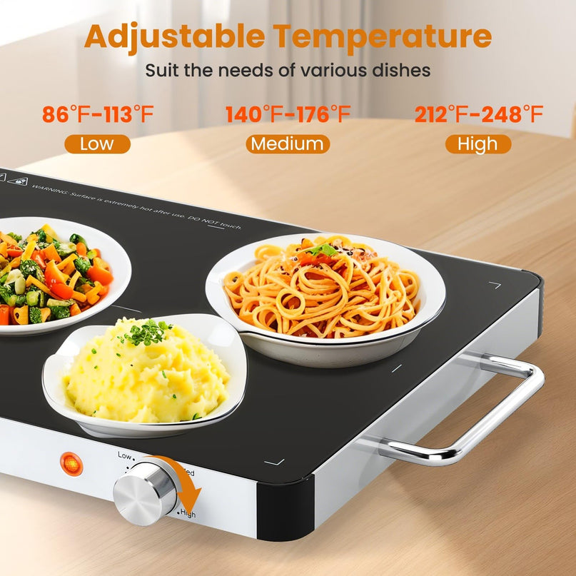 Giantex Electric Warming Tray 40 x 30 cm - Tempered Glass Buffet Server & Food Warmer
