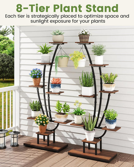Giantex Plant Stand Indoor with Grow Lights 8-Tier 62" Tall Corner Metal Plant Shelf