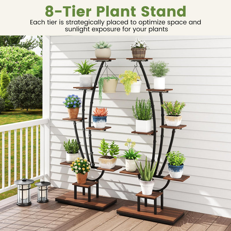Giantex Plant Stand Indoor with Grow Lights 8-Tier 62" Tall Corner Metal Plant Shelf