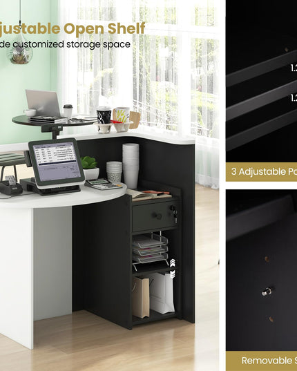 Giantex Front Counter Desk with Lockable Drawer for Office Beauty Salon
