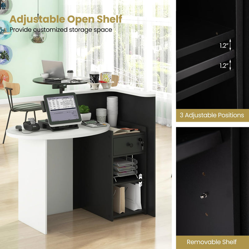 Giantex Front Counter Desk with Lockable Drawer for Office Beauty Salon