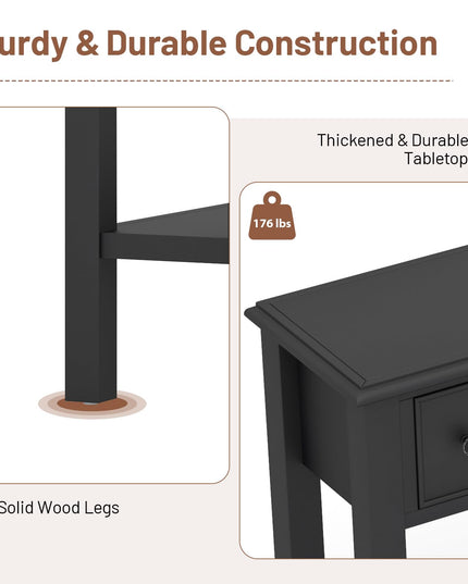 Giantex Narrow Console Table with Storage - 60" Long Sofa Side Table w/ 4 Drawers & Open Shelf, Espresso