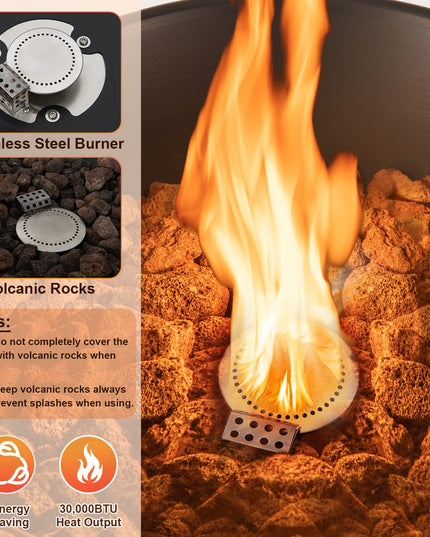 Giantex Outdoor Propane Fire Pit - 48 Inch Propane Fire Bowl Column with Lava Rocks & PVC Cover, 30,000 BTU Heat Output