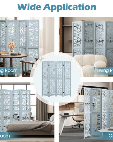 Giantex Room Divider 4/6 Panels - Boho Room Dividers with Carved Cutout Pattern & Solid Wood Frame, Fully Assembled
