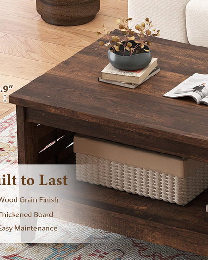 Giantex Farmhouse Coffee Table 2-Tier Center Table