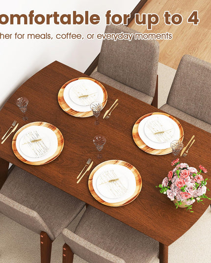 Giantex Dining Table Set for 4 | Rectangular Kitchen Table and Chairs Set w/Rubber Wood Frame