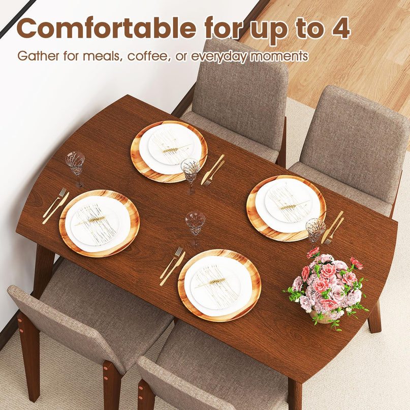 Giantex Dining Table Set for 4 | Rectangular Kitchen Table and Chairs Set w/Rubber Wood Frame