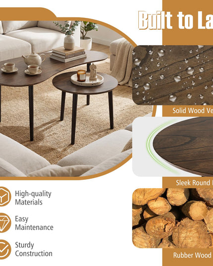 Giantex Lot de 2 tables gigognes avec pieds de support en bois massif