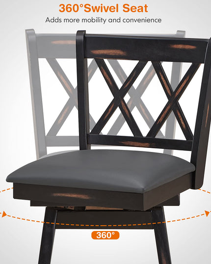 Giantex Bar Stool with Foot Rest Upholstered Cushion & Ergonomic Backrest