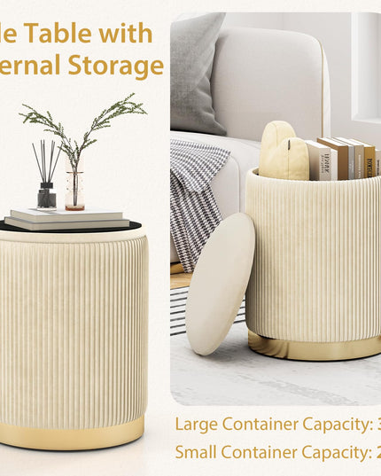 Giantex Ottoman with Storage - Set of 2 Storage Ottomans