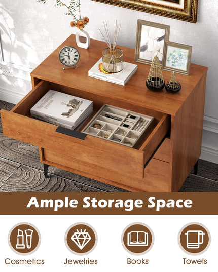 Giantex Dresser for Bedroom, Mid-Century Modern Storage Cabinet with Anti-Tip Kit, Multipurpose Clothes Organizer