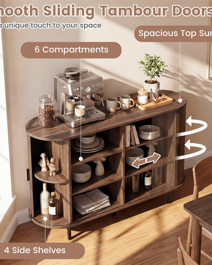 Giantex 47'' Fluted Sideboard Buffet Cabinet with Tambour Sliding Doors